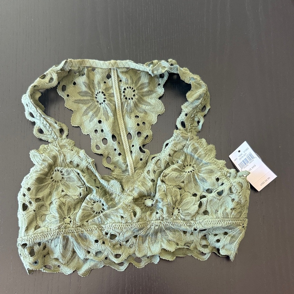 Aerie Olive Green Lace Bralette Top